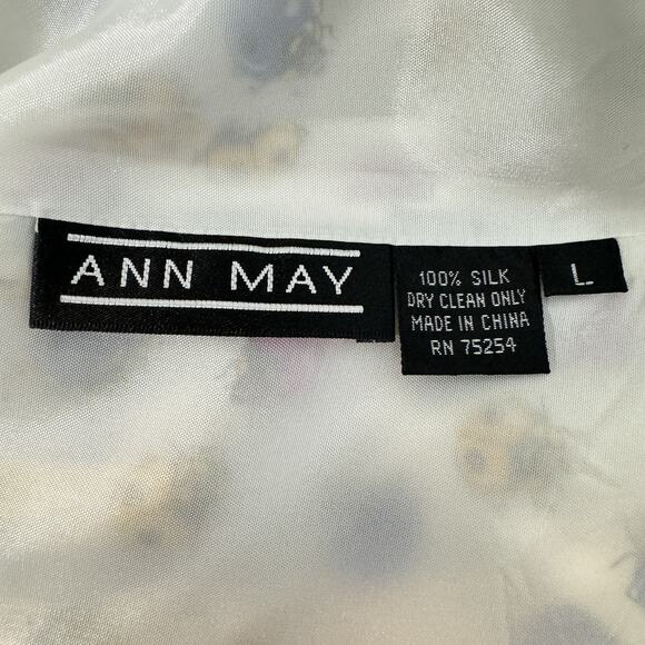 Ann May 100% Silk Ladybug Print Tank Shell Sz L White Multi Novelty Fun Colorful - Picture 5 of 9